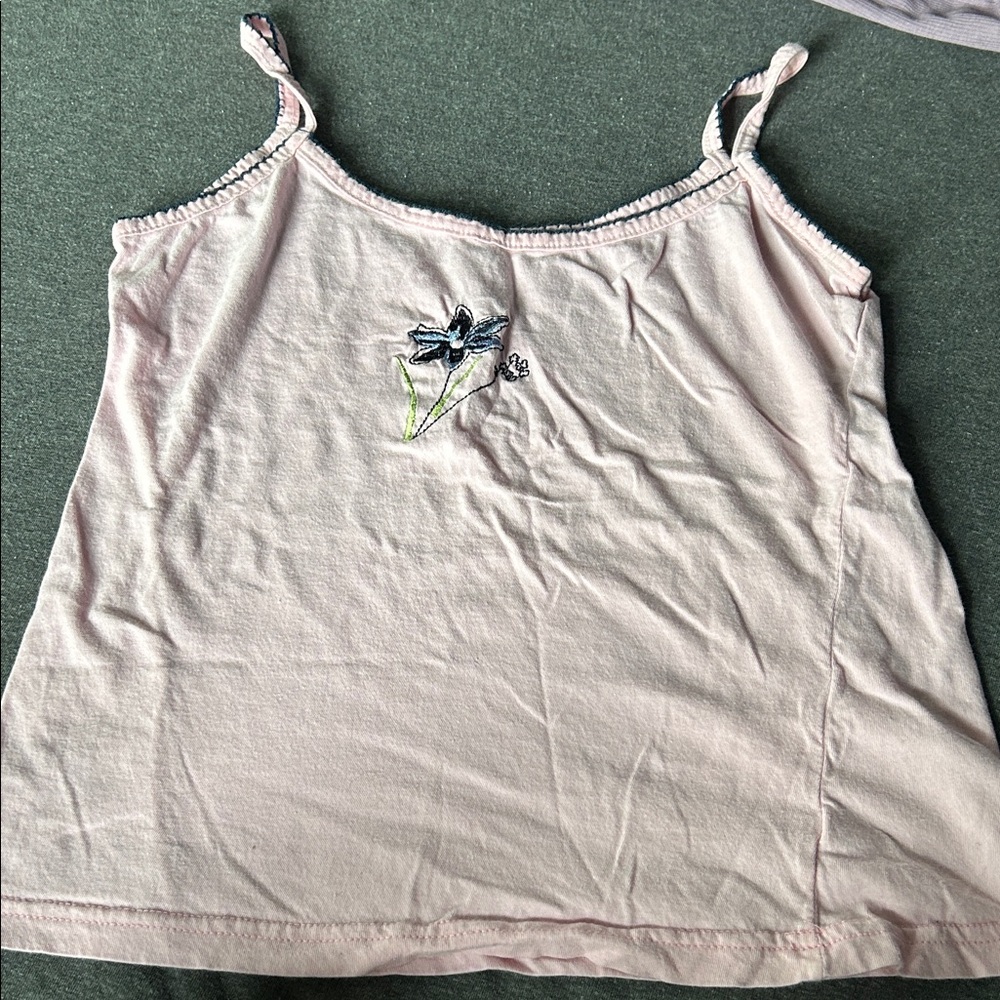 Floral Embroidered Pink Women's tank top